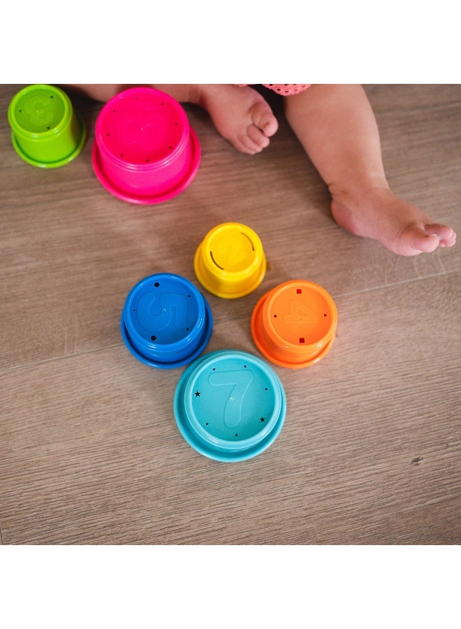 Halamodo 8Pcs Round Stack and Count Stacking Cups Set | Colorful Baby Early Learning Bath Toy Stackable Cups | Number Recognition Stacking Cups | Kids Stacking Tower | Colorful Educational Bath Toys | For Indoor, Beach, Bathroom, Etc - Image 2
